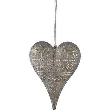 Vánoční ozdoba Ozdoba srdce zdobené, zlatá, velká|Ego Dekor