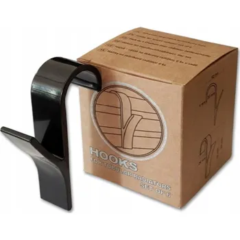 Věšák háček- 6ks koupel., na topný žebřík, černý, plast