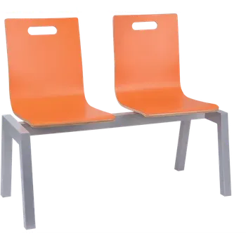 MEGAN 2, dřevěná lavice do čekárny, 2-sedák, oranžová, kostra stříbrná
