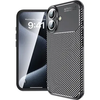 Pouzdro na mobilní telefon Kryt iPhone 16 Plus, Techsuit CarbonFiber černý