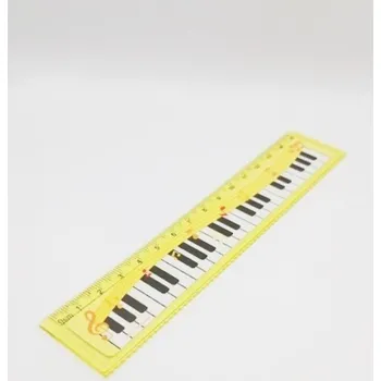 Žluté 15 cm pravítko s potiskem klaviatury