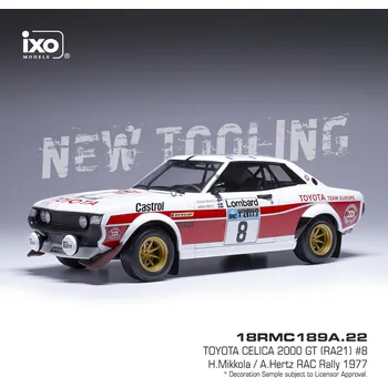 autíčko Toyota Celica 2000 GT (RA21) - RAC Rally 1977 #8 Mikkola - Hertz 1:18 IXO