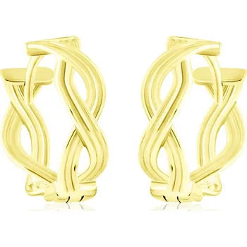 Náušnice GEMMAX Proplétané zlaté náušnice kroužky Ø 13,5 mm – zlatý šperk ryzosti 585/1000 v Dárkovém balení s Certifikátem GLEYN-13-02533