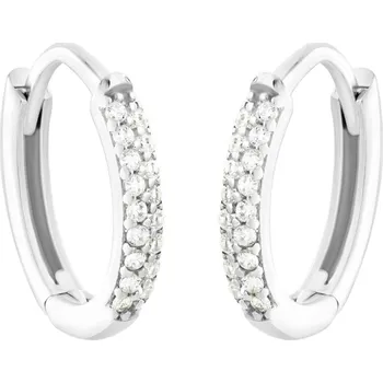 Náušnice GEMMAX Elegantní oválné náušnice z bílého zlata se zirkony – zlatý šperk ryzosti 585/1000 v Dárkovém balení s Certifikátem GLEWB-02862