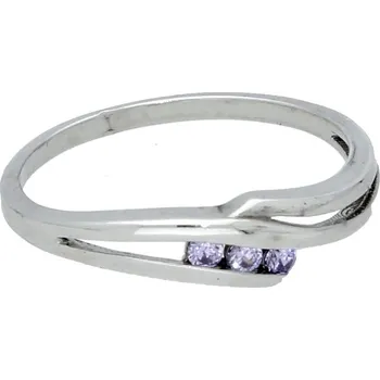 Prsten Goldstore Jemný stříbrný prstýnek fialový zirkon Velikost: 49