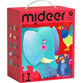 Puzzle Mideer LEVEL UP! 01 - Zvířátka puzzle 10v1 (2,3,4,5 a 6 dílků)