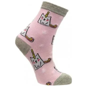 Dětské obrázkové ponožky Aura.Via Kočička růžová (85% bavlna) Velikost: 32 - 35