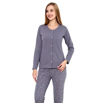 Dámské pyžamo La Penna Dámské dlouhé pyžamo LaPenna 11064 M Šedá