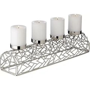 Luxusní adventní věnec EDZARD Milano z ušlechtilé oceli, varianty Stříbrný podlouhlý 44cm
