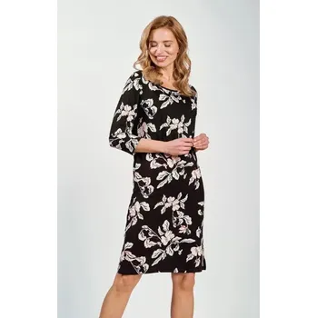 Dámská noční košile Taro, dámská noční košile 3233-Charlotte, 3/4 rukáv, černá, vel. XL