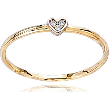 Prsten Zlatý prsten srdíčko se zirkony Au 585/1000