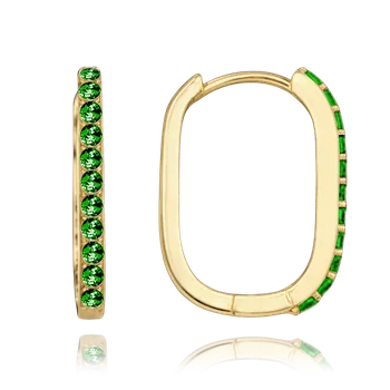 Náušnice MINET Elegantní zlaté náušnice se zelenými zirkony Au 585/1000 1,95g JMG0223GGE00