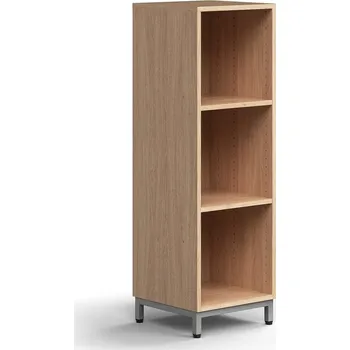 Knihovna Regál QBUS, 2 police, nohy, 1252x400x400 mm, stříbrná, dub