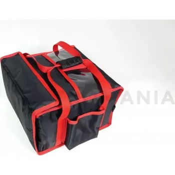 Termobox Taška na pizzu 4 x 35 cm z nylonu, uzavírání na magnet, černý s červeným lemováním | FURMIS, T4S