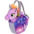 plyšák Jednorožec v kabelce s vesmírným motivem 18 cm mix barev