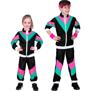 Karnevalový kostým Dětská souprava černá 80. léta Dětská velikost: 164 cm (14-16 let)