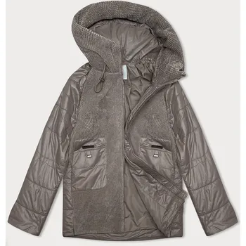 Dámská bunda v barvě coffee z různých spojených materiálů Vaston pro přechodné období (F-23301#) odstíny béžové XXL (44)