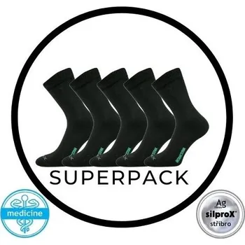 Pánské ponožky SUPERPACK - ZEUS zdravotní antibakteriální ponožky VoXX - 5párů 35-38 černá