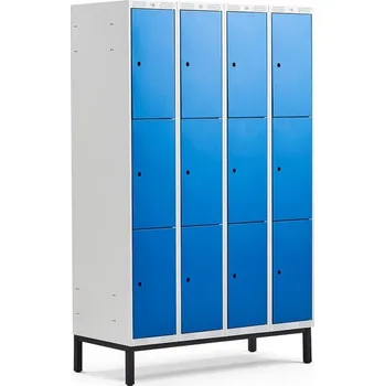 Šatní skříň Boxová šatní skříň CLASSIC, s nohami, 4 sekce, 12 boxů, 1940x1200x550 mm, modré dveře