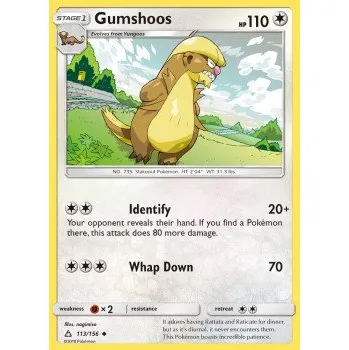 Volný čas Pokémon UPR 113/156 Gumshoos - Ultra Prism Stav: Excellent, Verze: NORMAL