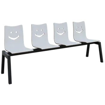 SMILE PLUS 4, dřevěná lavice do čekárny, 4-sedák, bílá, kostra černá