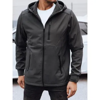 Pánská přechodná softshellová bunda s kapucí LOTA tmavě šedá