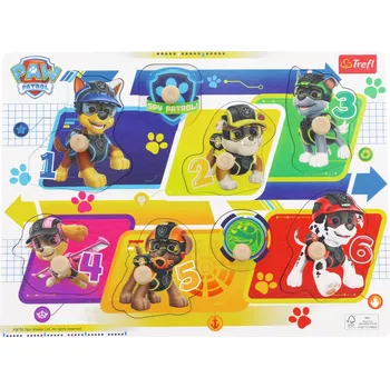 Dřevěná hračka Trefl vkládačka s úchyty Paw Patrol 295 x 22 cm 8 dílků