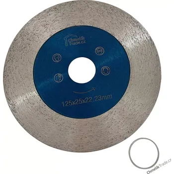 Řezný kotouč Diamantový kotouč Chmelík-Line Blue 125 mm (Diamantový kotouč je vhodný k řezání na tvrdé dlažby, obklady, keramika, porcelán, kamenina, umělý kámen, mramor.)