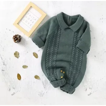 Kojenecký zimní pletený overal s límečkem pro kluky Barva: zelená, Velikost: 12-18 měsíců