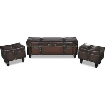 Úložný box Sada úložných lavic hnědá 3 ks IM_240551