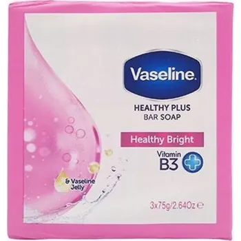 Mýdlo Vaseline Healthy Plus Bar Soap Healthy Bright hydratační tuhé mýdlo 3x 75 g
