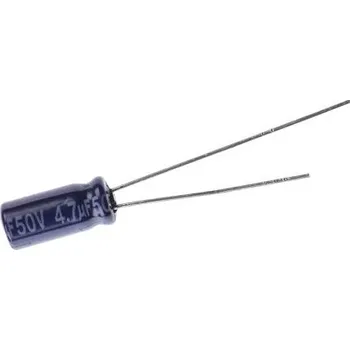 Kondenzátor Kondenzátor, řada: M-A 4.7μF ±20procent 50V dc, Radiální, Průchozí otvor Hliníkové elektrolytické Panasonic