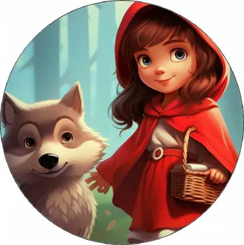 Jedlá dekorace na dort Jedlý papír červená Karkulka 19,5 cm