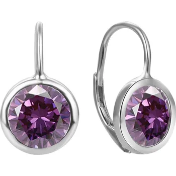 Náušnice NUBIS® Stříbrné náušnice s fialovými zirkony - NB-3943-A