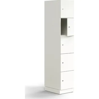 Pytel na prádlo Skříň QBUS, 5 uzamykatelných boxů, sokl, 2020x400x570 mm, bílá