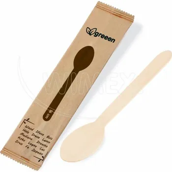 Jednorázové nádobí Lžíce dřevěná 16cm, jednotlivě balená, 100 ks