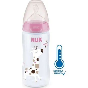 NUK FC+ láhev s kontrolou teploty se savičkou Flow Control - 300 ml Barva: Růžová