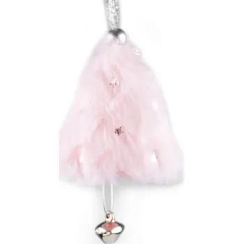 Vánoční dekorace Zvoneček kožešinový, 50x65mm, s rolničkou, růžový