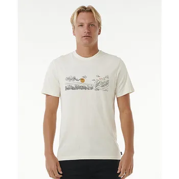 Pánská móda Tričko Rip Curl UP THE LINE TEE Bone velikost M