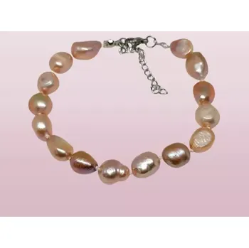 Náramek Říční perly náramek světle fialkový s ocelí