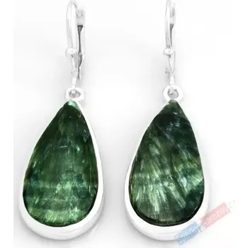 Náušnice Stříbrné náušnice (Ag 925/1000) se serafinitem QAA, kapky cca 27 x 14 mm, RARITA (SF9084U)