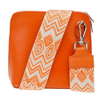 NovaKabelka.cz Kožená italská crossbody kabelka Grana Arancione s přídavným popruhem III