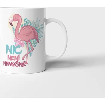 Hrnek s plameňákem Nic není nemožné - Žlutá