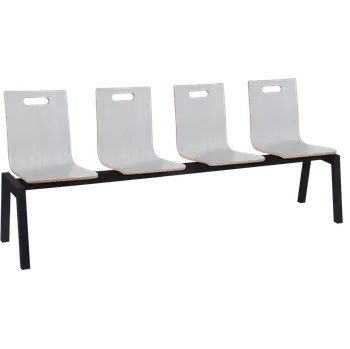 MEGAN 4, dřevěná lavice do čekárny, 4-sedák, dub sněžný, kostra černá