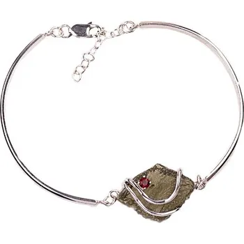 Náramek vltavín - stříbrný náramek (6-0115V) povrchová úprava: zlacené