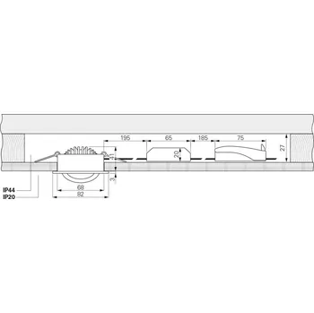 Lampička Deko-Light LED vestavné stropní svítidlo Dione, IP44, 2 700 K, bílé, stmívatelné - Napájecí jednotka - délka 6,6 cm, šířka 3,5 cm, výška 2,0 cm; připojovací skříňka - délka 7,5 cm, šířka 3,9 cm, výška 2,3 cm; délka kabelu mezi připojovací skříňkou / napáj