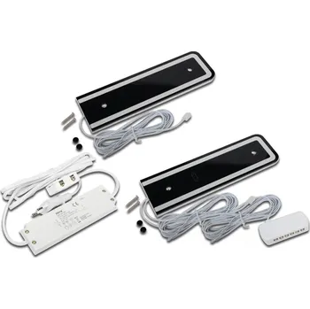 Lampička Hera Svítidlo LED pod skříňku U-Pad F, sada 2 kusů 3000K černá Senzor 2 x 6,5 W LED - Doprava zdarma