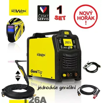 Svářečka KOWAX® GeniTig® 220AC/DC LCD, Svařovací invertor, set 01 + SAMOSTMÍVACÍ KUKLA