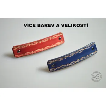 Kožená spona do vlasů zdobená - IV (MOŽNOST VÍCE BAREVNÝCH VARIANT / Patterned leather hair clip – IV.)