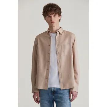 Pánské oblečení KOŠILE GANT REG HERRINGBONE FLANNEL SHIRT CARAMEL BEIGE